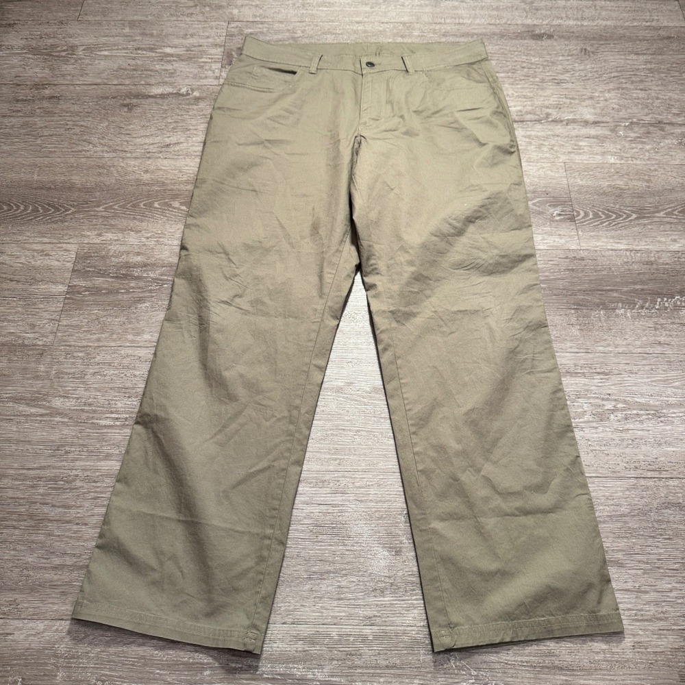 Columbia Pants Men 34 Green Cotton Stretch Regular Fit Hiking Trail AM0449 36x30